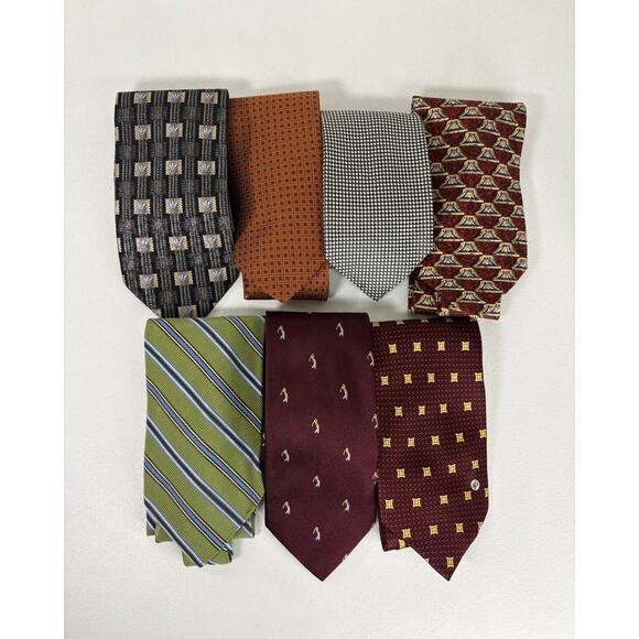 Versace Ermenegildo Zegna Brooks Brothers Silk Tie Lot Of 7 Italy USA Designer - Picture 1 of 16